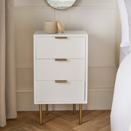 Kommode ohs creme holz - kommode, gerippt